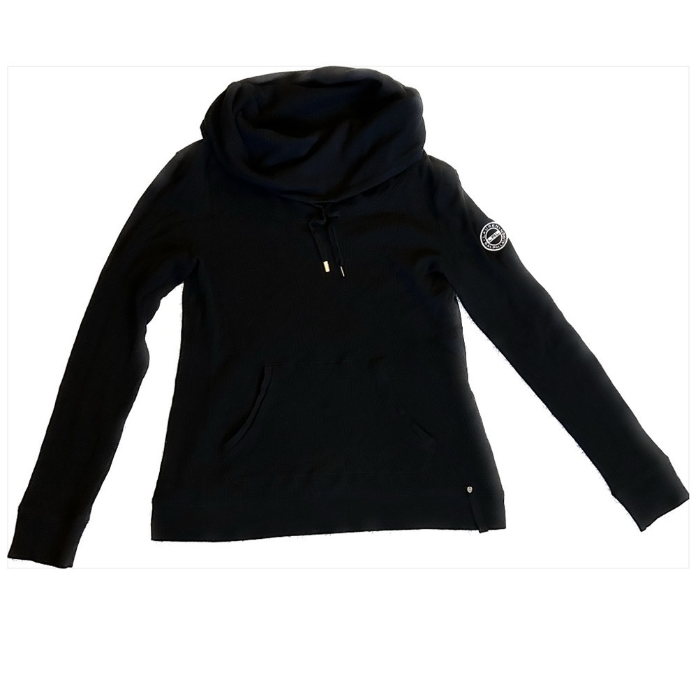 Lauren by Ralph Lauren black Waffle Knit Cowl-neck long sleeved size Small
